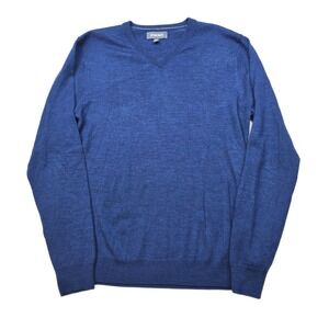 BONOBOS Merino Wool Sweater Mens Small Blue V Neck Long‎ Sleeve